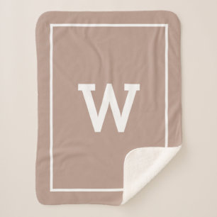 Monogram eenvoudig Initiaal met beige beige toned Sherpa Deken