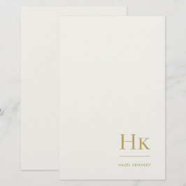 Monogram Eenvoudig Ivoor Goud Gegraveerd Op Maat Briefpapier