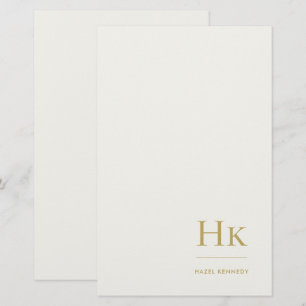 Monogram Eenvoudig Ivoor Goud Gegraveerd Op Maat Briefpapier