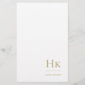 Monogram Eenvoudig Klassiek Zwart Goud Gepersonali Briefpapier (Voorkant)