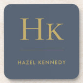 Monogram Eenvoudig Minimaal Chic Monogrammed Navy  Bier Onderzetter (Voorkant)