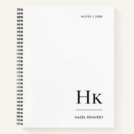 Monogram Eenvoudig Minimalistisch Wit Gepersonalis Notitieboek