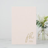 Monogram | Eenvoudig Modern Blush Pink gepersonali Briefpapier (Staand voorkant)