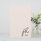 Monogram | Eenvoudig Modern Blush Pink gepersonali Briefpapier (Staand voorkant)