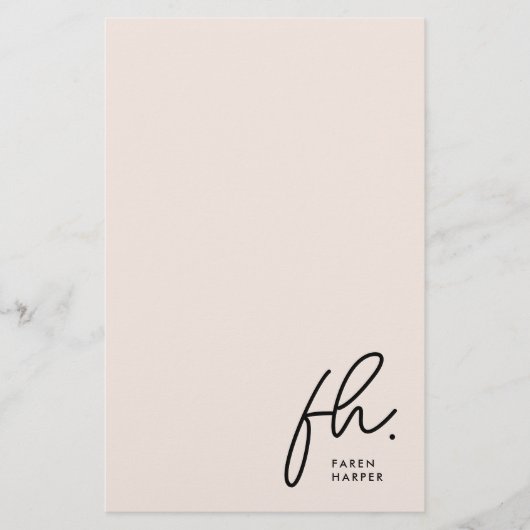 Monogram | Eenvoudig Modern Blush Pink gepersonali Briefpapier (Voorkant)