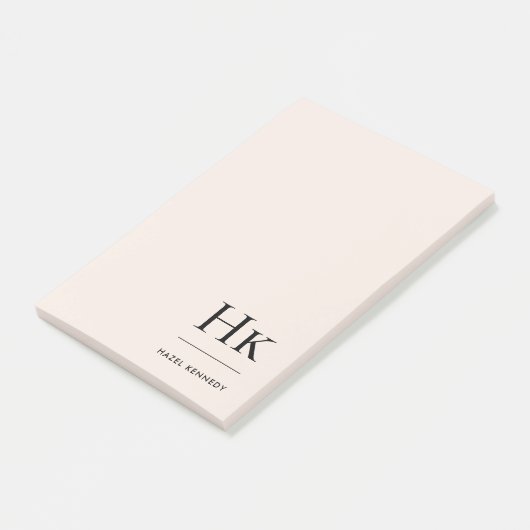 Monogram Eenvoudig Modern Chic Blush Roze Monogram Post-it® Notes (Schuin)