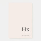 Monogram Eenvoudig Modern Chic Blush Roze Monogram Post-it® Notes (Voorkant)
