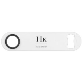 Monogram Eenvoudig Modern Elegant Wit Monogram Speed Flessenopener