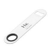 Monogram Eenvoudig Modern Elegant Wit Monogram Speed Flessenopener (Achterkant Gekanteld)