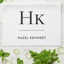 Monogram Eenvoudig Modern Elegant Wit Monogrammed Theedoek