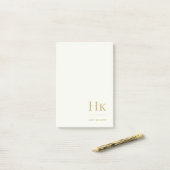Monogram Eenvoudig Modern Ivoor Gouden Monogram Post-it® Notes (Op bureau)