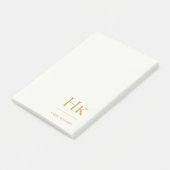 Monogram Eenvoudig Modern Ivoor Gouden Monogram Post-it® Notes (Schuin)