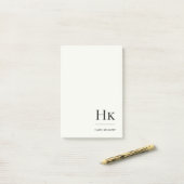 Monogram Eenvoudig Modern Ivoorwit Monogram Post-it® Notes (Op bureau)