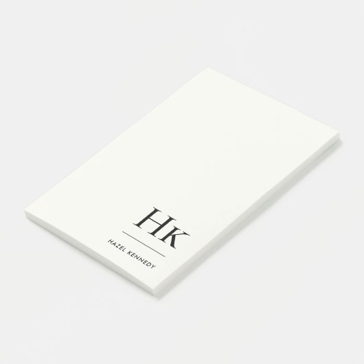 Monogram Eenvoudig Modern Ivoorwit Monogram Post-it® Notes (Schuin)