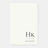 Monogram Eenvoudig Modern Ivoorwit Monogram Post-it® Notes (Voorkant)