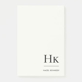 Monogram Eenvoudig Modern Ivoorwit Monogram Post-it® Notes