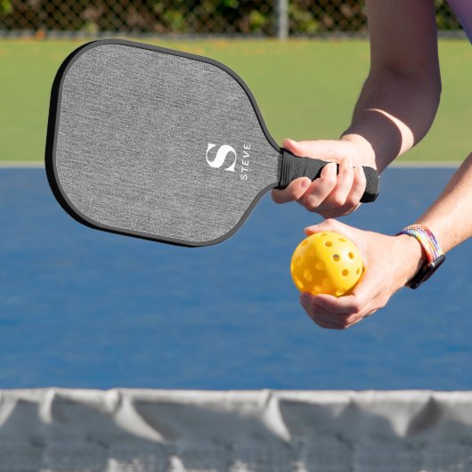 Monogram Eenvoudig Modern LT Grijs Denim Print Pickleball Paddle (Insitu)