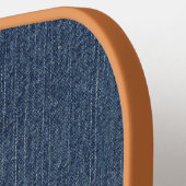 Monogram Eenvoudig Modern Medium Blauw Denim Print Pickleball Paddle (Links Detail)