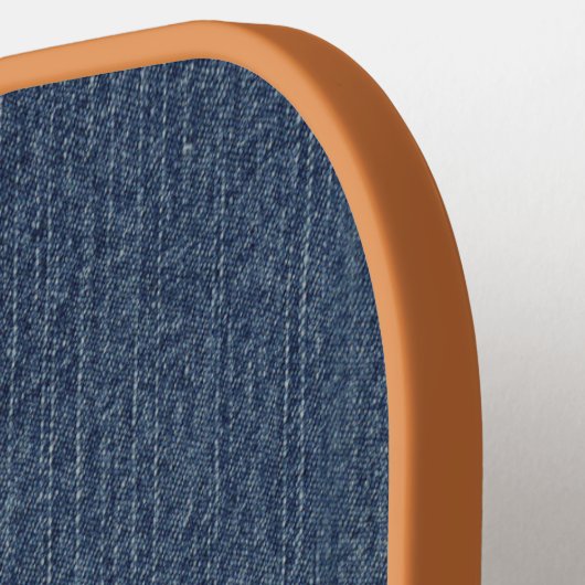 Monogram Eenvoudig Modern Medium Blauw Denim Print Pickleball Paddle (Links Detail)