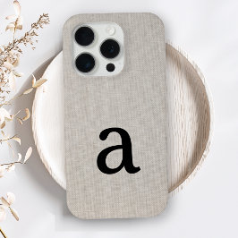 Monogram Eenvoudig Modern Minimal Linen Look Initi iPhone 15 Pro Case