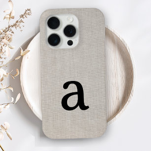 Monogram Eenvoudig Modern Minimal Linen Look Initi iPhone 15 Pro Case