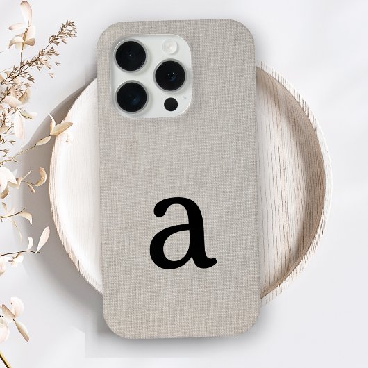 Monogram Eenvoudig Modern Minimal Linen Look Initi Case-Mate iPhone Case