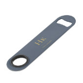 Monogram Eenvoudig Modern Navy Blauw Goud Monogram Speed Flessenopener (Voorkant Gekanteld)