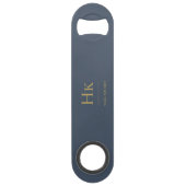 Monogram Eenvoudig Modern Navy Blauw Goud Monogram Speed Flessenopener (Achterkant)