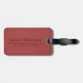 Monogram eenvoudig rood met leder bagagelabel (Achterkant horizontaal)