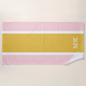 Monogram Eenvoudig Roze Sinaasappel Streep Strandl Strandlaken (Voorkant)