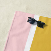 Monogram Eenvoudig Roze Sinaasappel Streep Strandl Strandlaken (In situ)