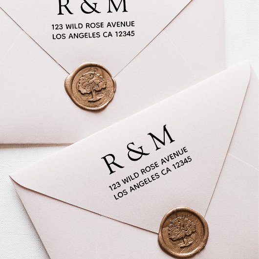 Monogram eenvoudig schoon minimalistisch retouradr  zelfinktende stempel