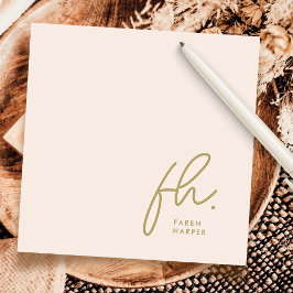 Monogram Eenvoudig Script Chic Blush Social Noteca Notitiekaartje