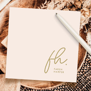 Monogram Eenvoudig Script Chic Blush Social Noteca Notitiekaartje