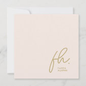 Monogram Eenvoudig Script Chic Blush Social Noteca Notitiekaartje (Voorkant)