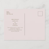 Monogram Eenvoudig Strak Blush Save the Date Briefkaart (Achterkant)
