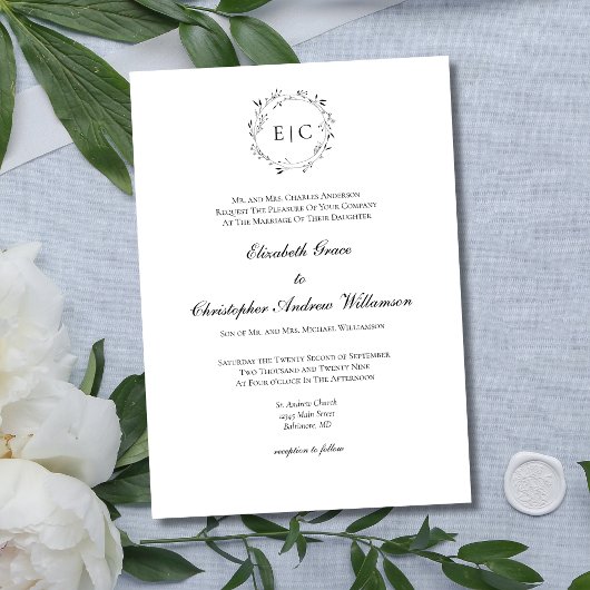 Monogram Eenvoudig Traditioneel Formeel Elegant Tr Kaart