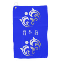 Monogram eenvoudig zilver op blauw |