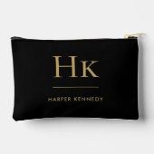 Monogram Eenvoudig Zwart Goud Chic Elegant Etui (Achterkant)