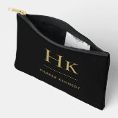 Monogram Eenvoudig Zwart Goud Chic Elegant Etui (Open)