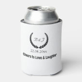 Monogram eenvoudig Zwart & wit bruiloft gunsten ga Blikjeskoeler (Blikje Voorkant)