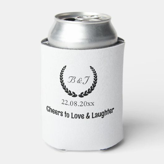 Monogram eenvoudig Zwart & wit bruiloft gunsten ga Blikjeskoeler (Blikje Voorkant)