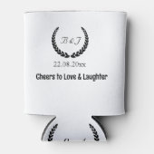 Monogram eenvoudig Zwart & wit bruiloft gunsten ga Blikjeskoeler (Voorkant)