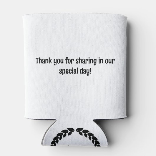 Monogram eenvoudig Zwart & wit bruiloft gunsten ga Blikjeskoeler (Achterkant)