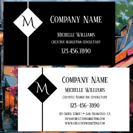 Monogram Eenvoudig zwart-wit Professional Visitekaartje