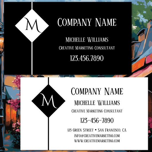 Monogram Eenvoudig zwart-wit Professional Visitekaartje