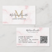 Monogram eenvoudige Blush Pink Marble Typografie Visitekaartje (Voorkant / Achterkant)