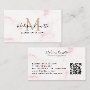 Monogram eenvoudige Blush Pink Marble Typografie Visitekaartje