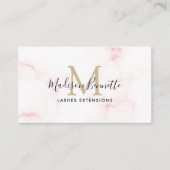 Monogram eenvoudige Blush Pink Marble Typografie Visitekaartje (Voorkant)