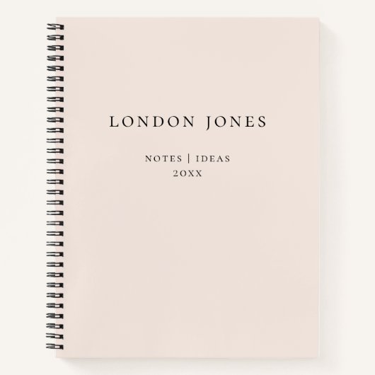 Monogram Eenvoudige Blush Roze Gepersonaliseerde N Notitieboek (Voorkant)